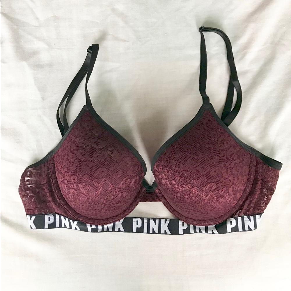 Pink NWOT Burgundy n Black Push-up Bra 36B